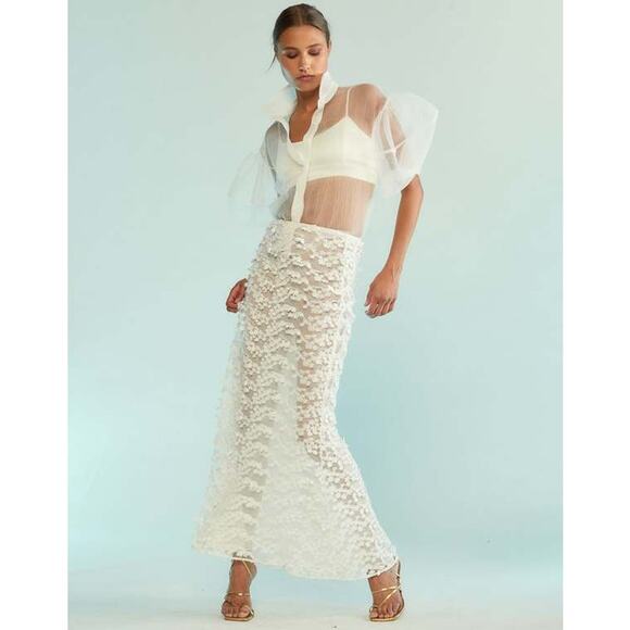 sachin and babi light blue dress 3D Embroidered Tulle Dress by Cynthia Rowley at THE MILE